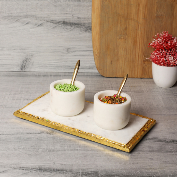 NikkisPride Salt Pepper Condiment Set With Tray